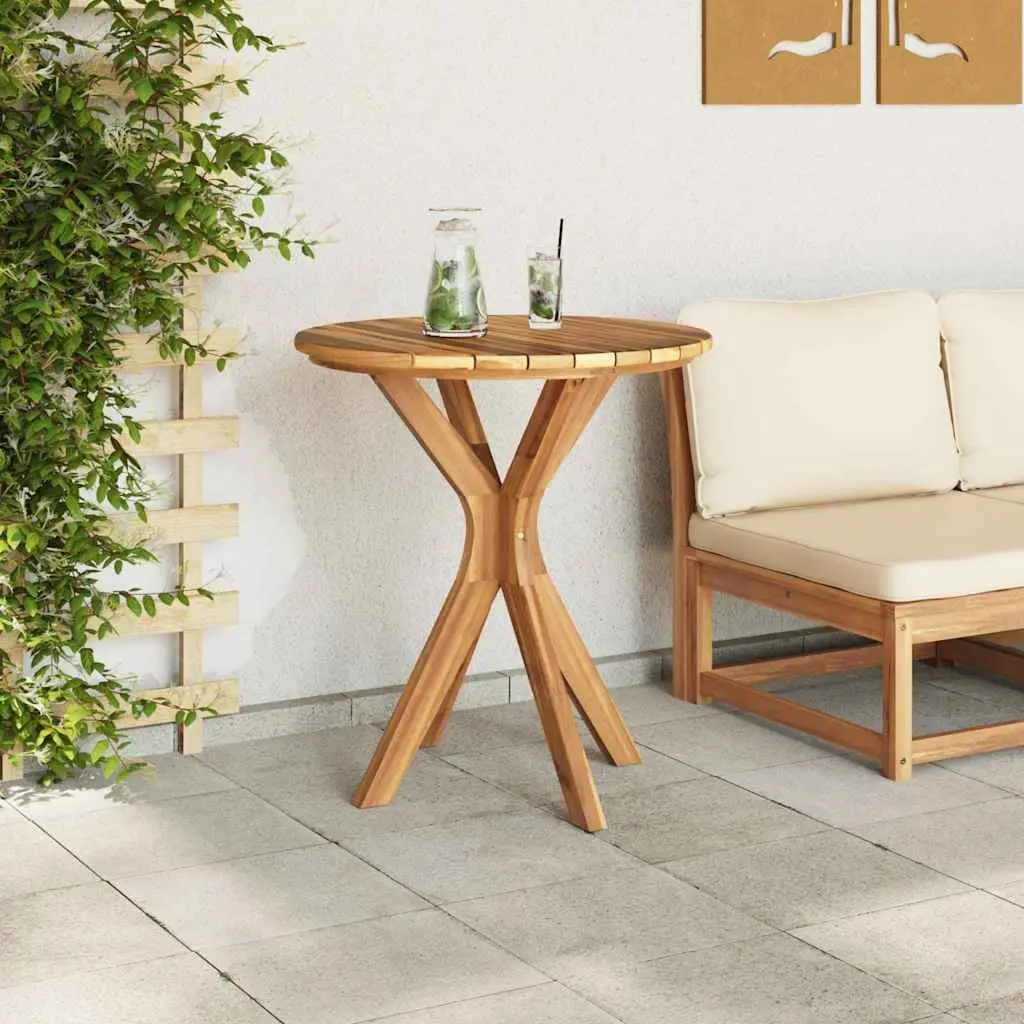 Outdoor Side Table Brown 70x70x75cm Garden Patio Furniture Round Teak Wood