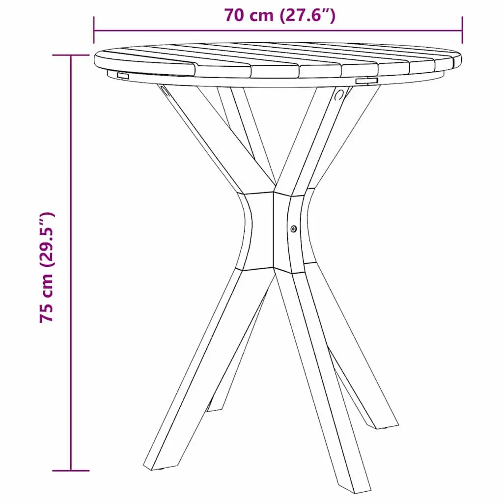 Outdoor Side Table Brown 70x70x75cm Garden Patio Furniture Round Teak Wood