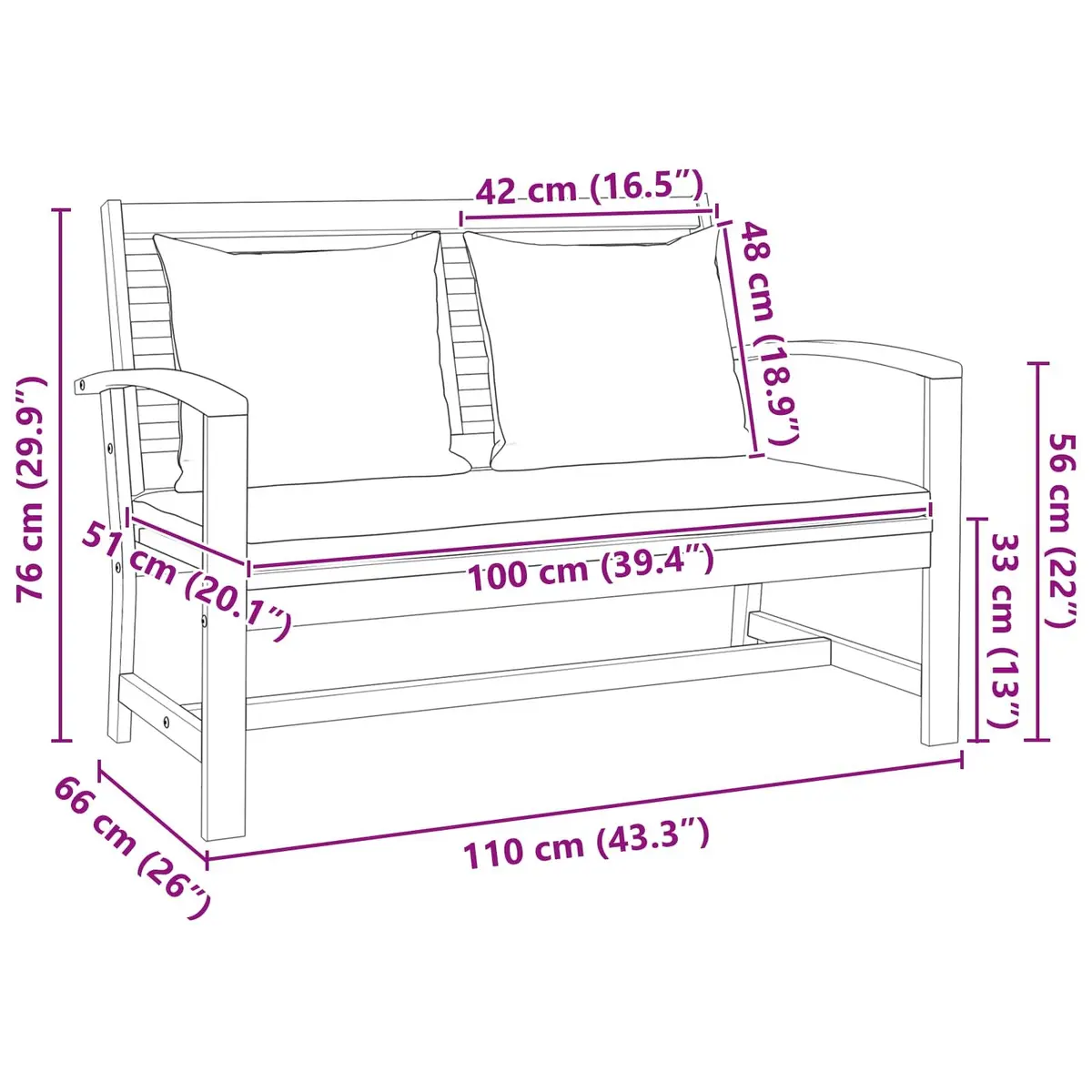 Outdoor Bench Brown Solid Teak Wood Rustic Rectangular Weather-Resistant Garden Patio Furniture