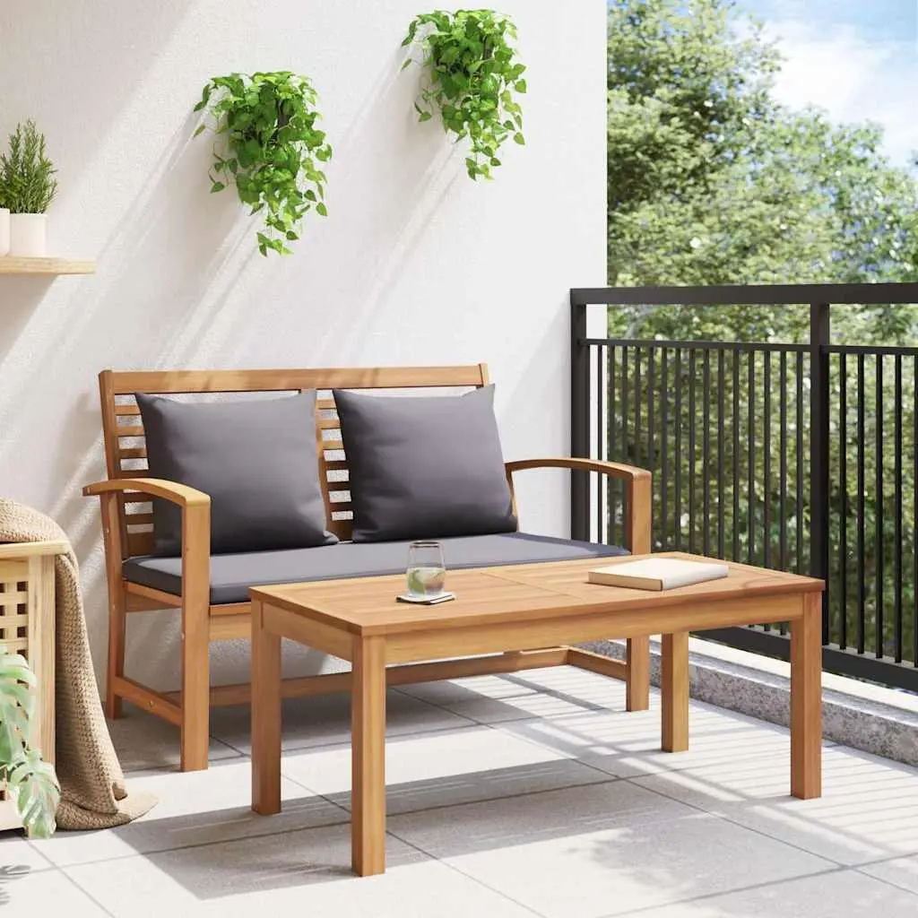 Outdoor Bench Brown Solid Teak Wood Rustic Rectangular Weather-Resistant Garden Patio Furniture