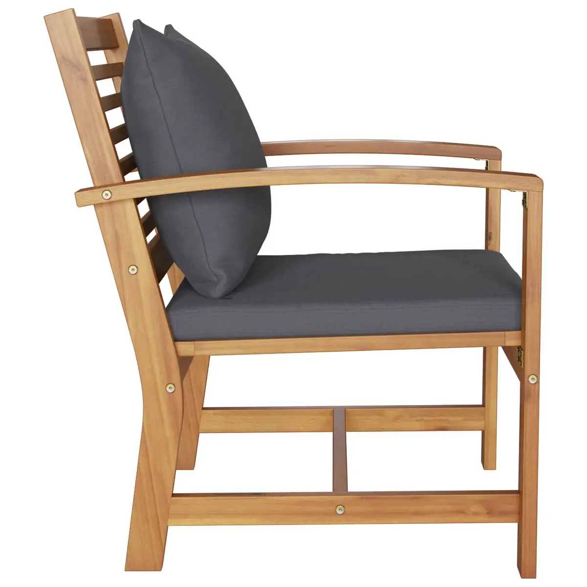 Outdoor Chairs Brown Dark Grey 2 Piece Set Teak Wood Weather Resistant 65x60x76.5cm