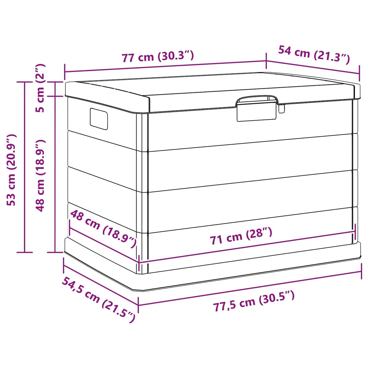 Garden Storage Box Anthracite 77.5 x 54.5 x 53 cm Plastic Durable Weather Resistant Indoor Outdoor Organiser