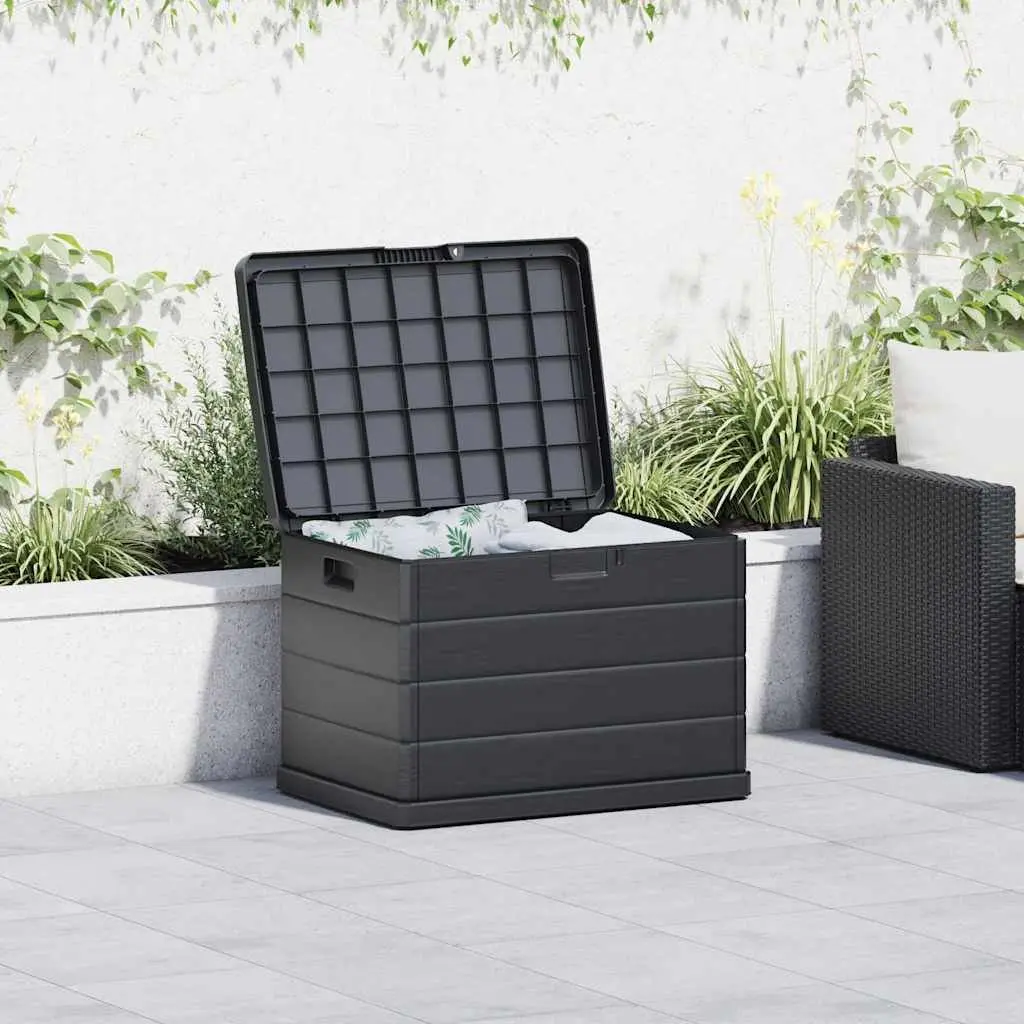 Garden Storage Box Anthracite 77.5 x 54.5 x 53 cm Plastic Durable Weather Resistant Indoor Outdoor Organiser
