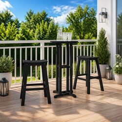 Compact Outdoor Round Bar Table - 55x55x107cm