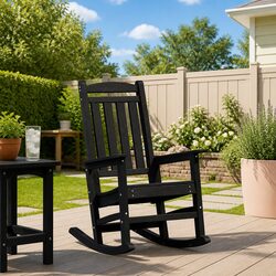 Sleek Black Rocking Chair for Outdoor Enjoyment