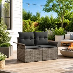 Grey Outdoor Sofa with Cushion - Modern and Compact
