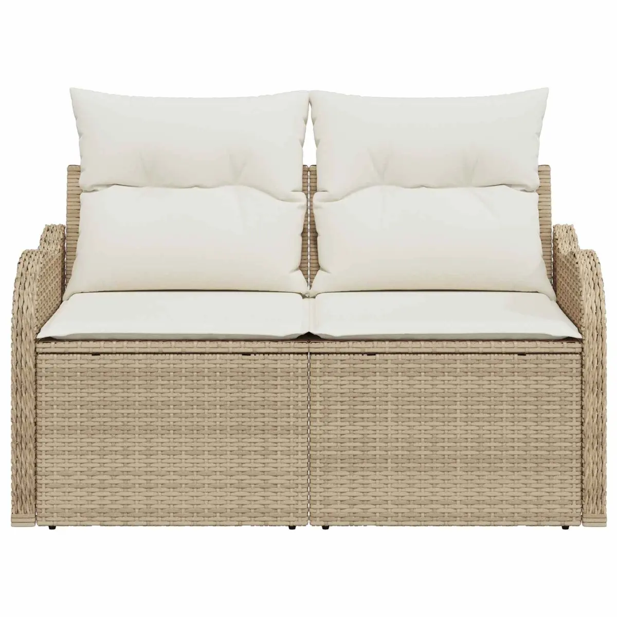 Outdoor Garden Sofa Beige Poly Rattan Cushioned Seating