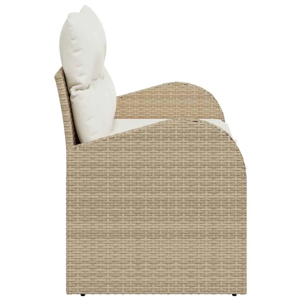 Garden Sofa Beige Poly Rattan Modern Outdoor Seating Furniture with Cushion