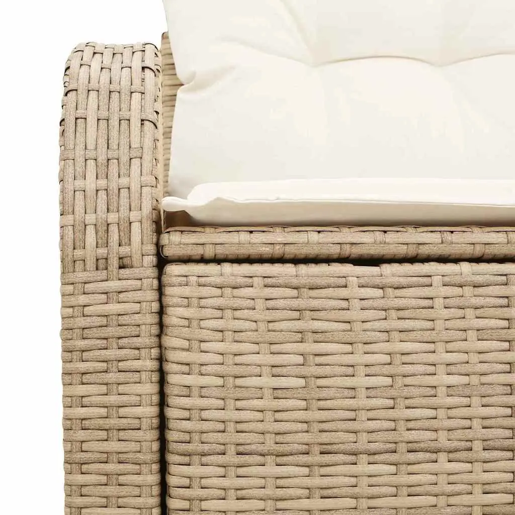 Garden Sofa Beige Poly Rattan Modern Outdoor Seating Furniture with Cushion