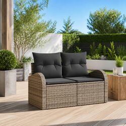 Sleek Grey Poly Rattan Garden Sofa for Outdoor Comfort
