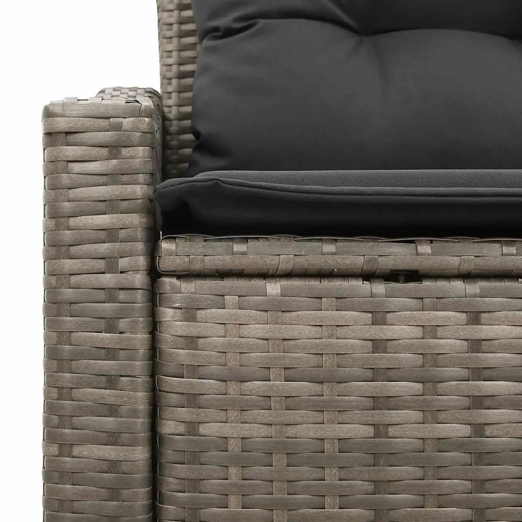 Modular Garden Sofa Grey Poly Rattan Outdoor Seating Weather Resistant with Cushions