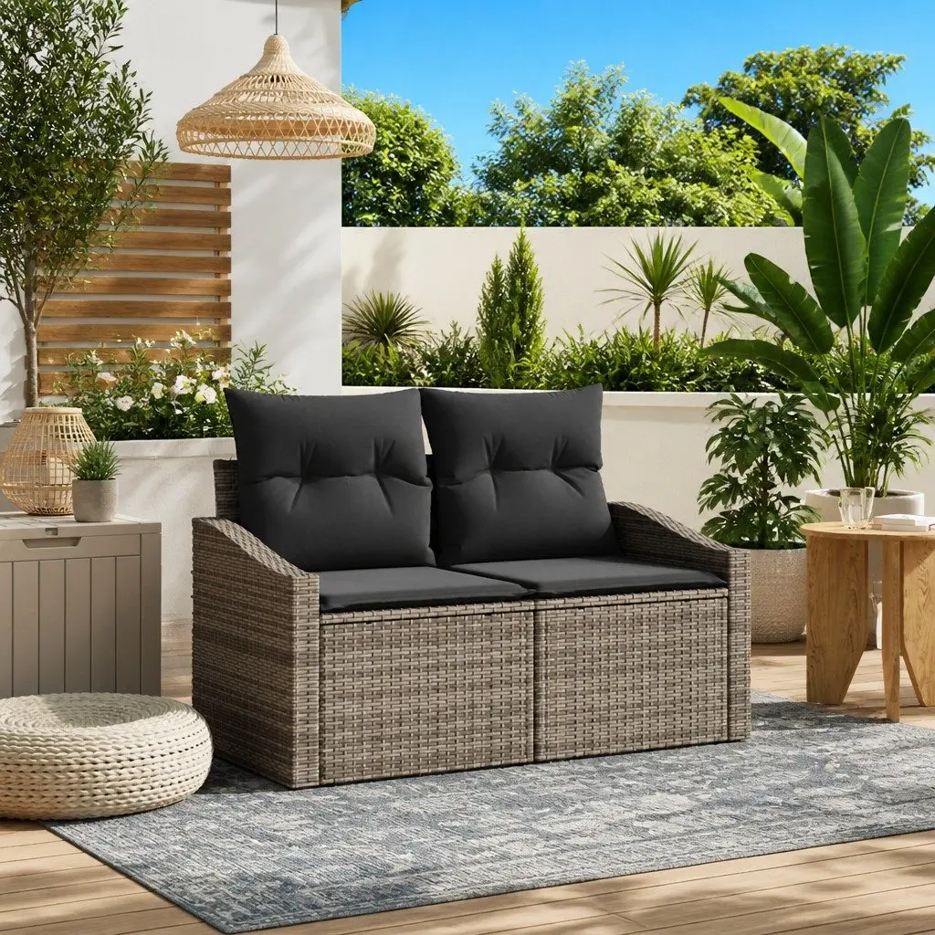 Modular Garden Sofa Grey 123x62x69cm Poly Rattan Weather Resistant Outdoor Seating