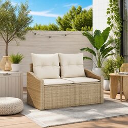 Outdoor Garden Sofa Modular Poly Rattan Beige Patio Seating Lounge Couch