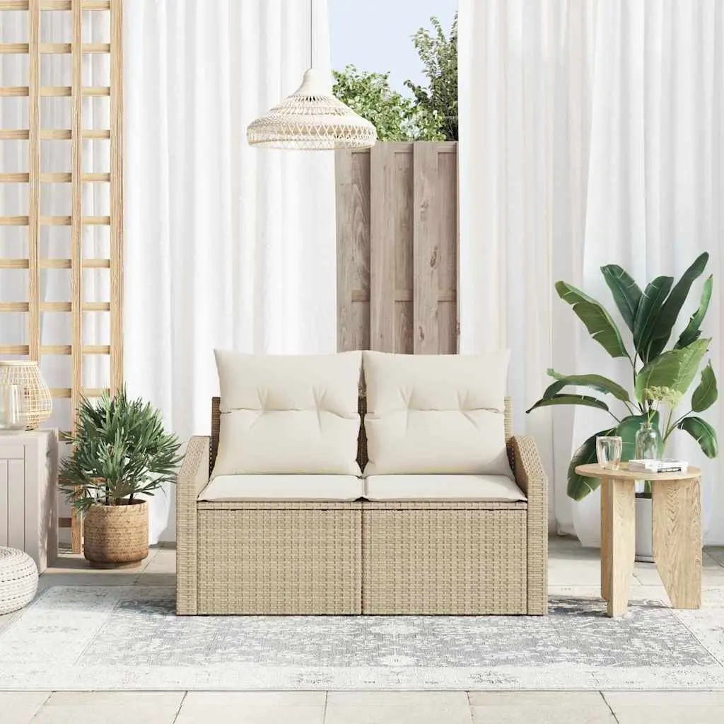 Modular Outdoor Garden Sofa Beige Poly Rattan Weather Resistant Flexible Seating
