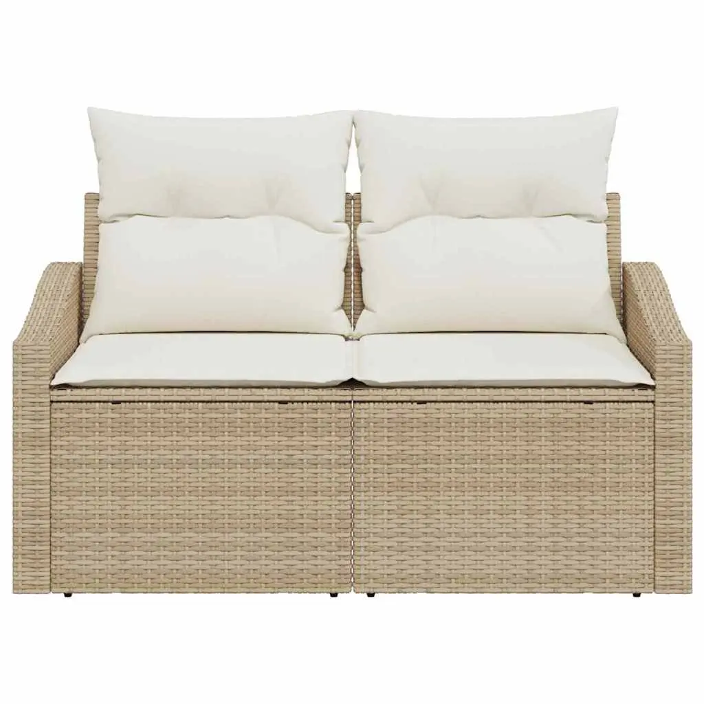 Modular Outdoor Garden Sofa Beige Poly Rattan Weather Resistant Flexible Seating