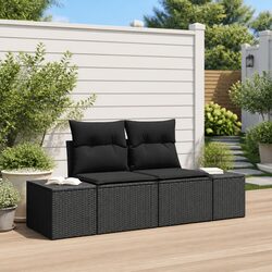 Sleek Outdoor Garden Sofa in Black Rattan