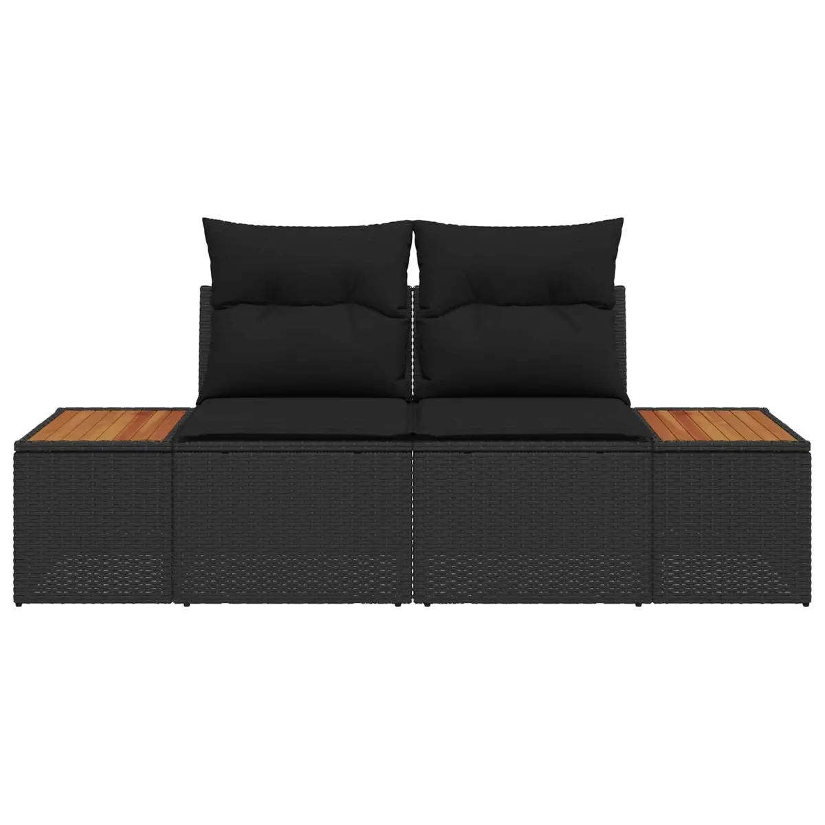 Outdoor Garden Sofa Black 2-Seater Poly Rattan Modern Patio Seating Furniture