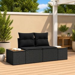 Sturdy Black Outdoor Garden Sofa for Two