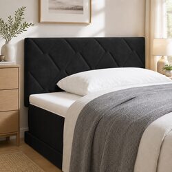 Headboard Black 100 cm Velvet Upholstered Modern Bedroom Furniture Adjustable