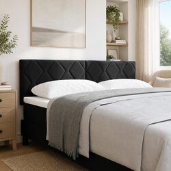 Confidently Chic Black Headboard 144 cm with Velvet Finish