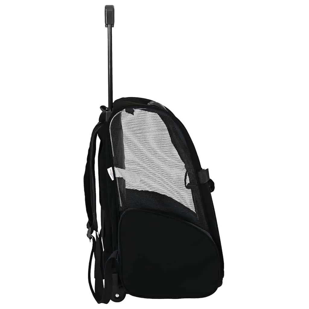 Pet Trolley Black 48x32cm 3-in-1 Convertible Rolling Carrier Backpack Hand Bag