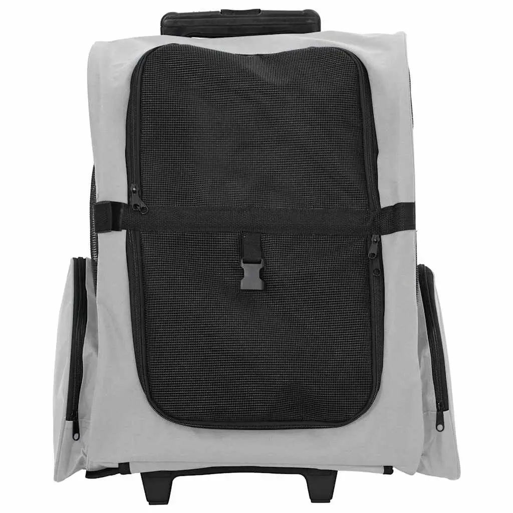 Pet Trolley Grey 3-in-1 Rolling Carrier Backpack Hand Bag Adjustable Handle