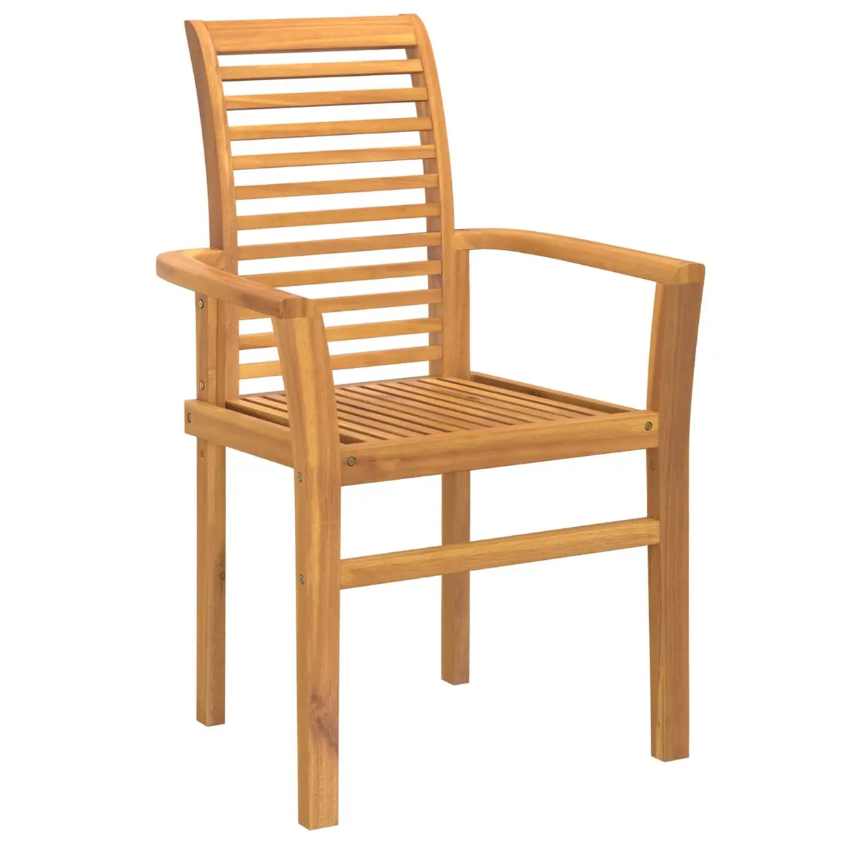 Dining Chair Set Brown Solid Teak Wood Ergonomic Backrest 4 Piece