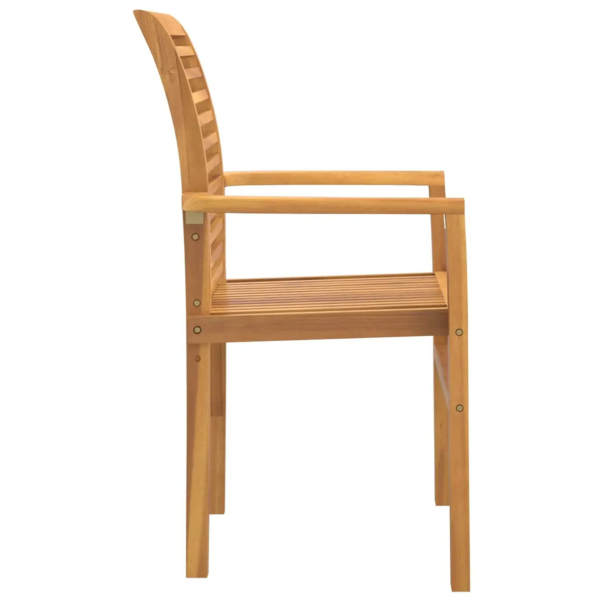 Dining Chair Set Brown Solid Teak Wood Ergonomic Backrest 4 Piece