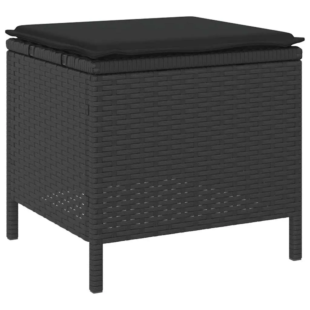 Outdoor Garden Dining Set Black Poly Rattan Acacia Wood Patio Furniture