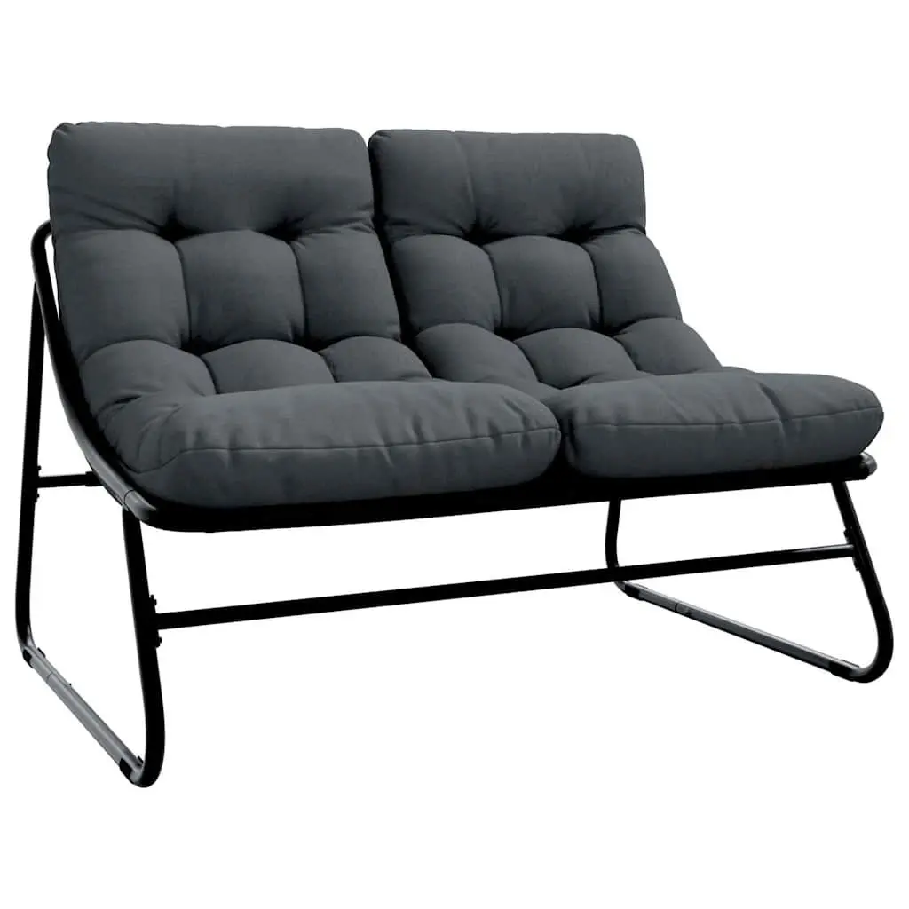 Garden Furniture Set 3 Piece Outdoor Seating Black Steel Frame with Cushions
