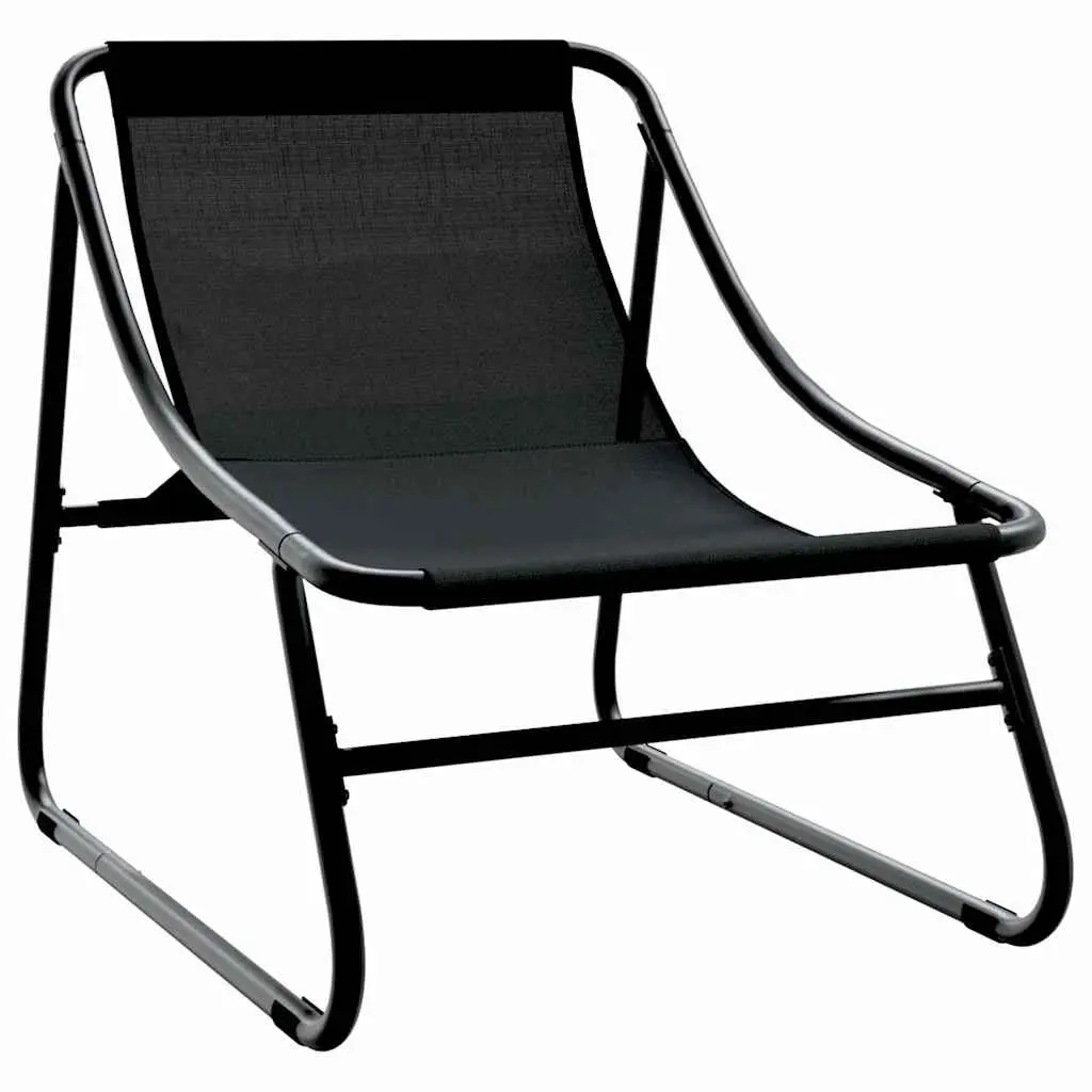 Garden Furniture Set 3 Piece Outdoor Seating Black Steel Frame with Cushions