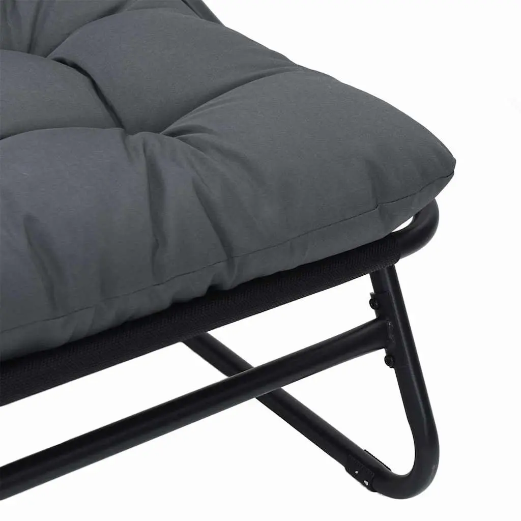 Garden Furniture Set 3 Piece Outdoor Seating Black Steel Frame with Cushions