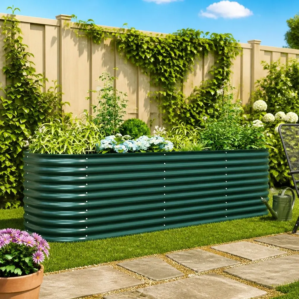 Raised Bed Garden Planter 320x80x81cm Steel Outdoor Minimalist Modern Design