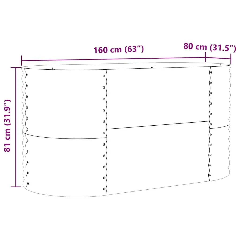 Raised Garden Bed Green Steel 160 x 80 x 81 cm Outdoor Planter Box