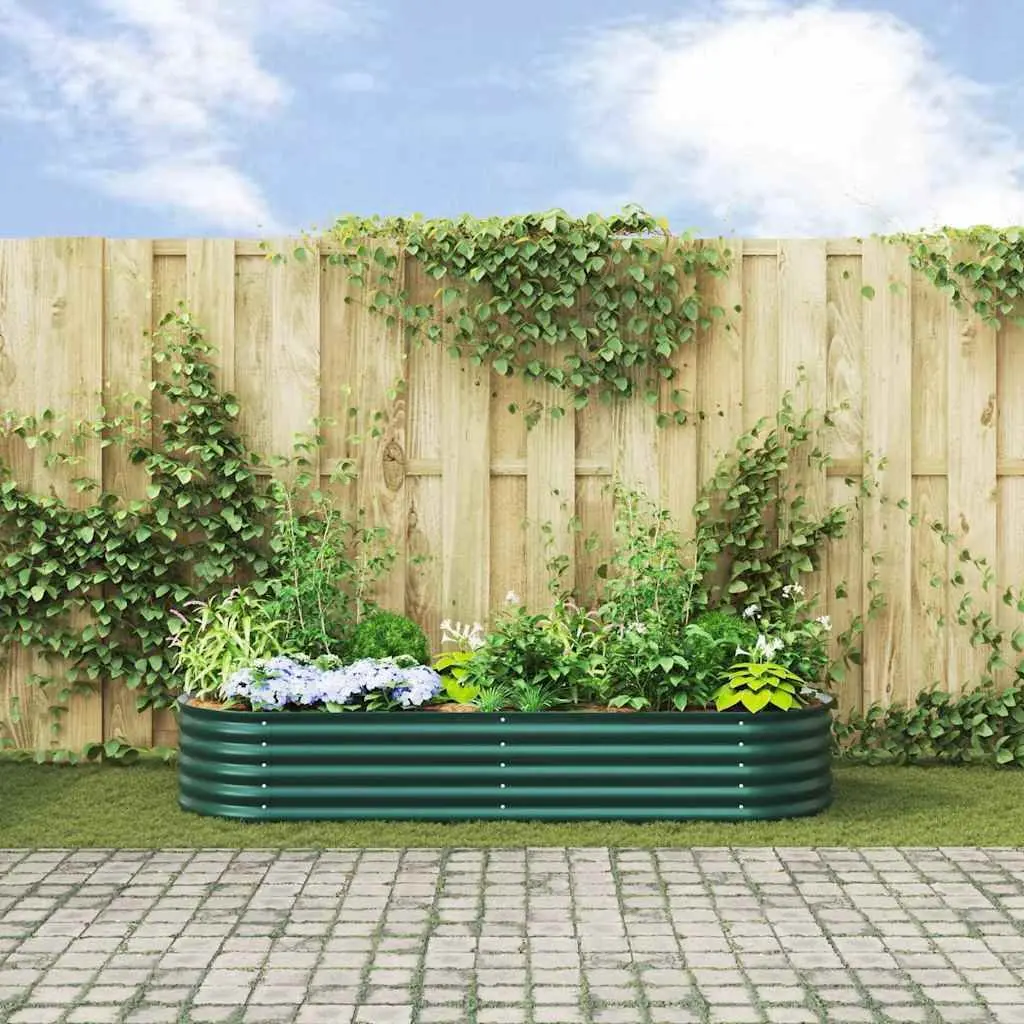 Raised Bed Garden Planter Green Steel 240 x 80 x 44 cm Outdoor Gardening Box