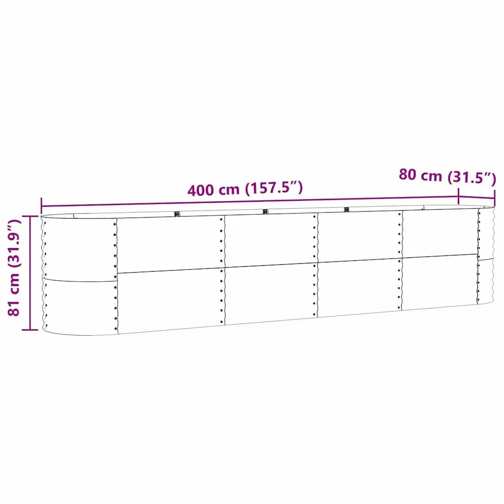 Raised Garden Bed 400x80x81cm Steel Outdoor Planter Brown Minimalist Design