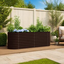 Compact and Durable Brown Steel Raised Garden Bed