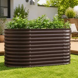 Compact Brown Steel Garden Bed: 160x80x81cm Dimensions