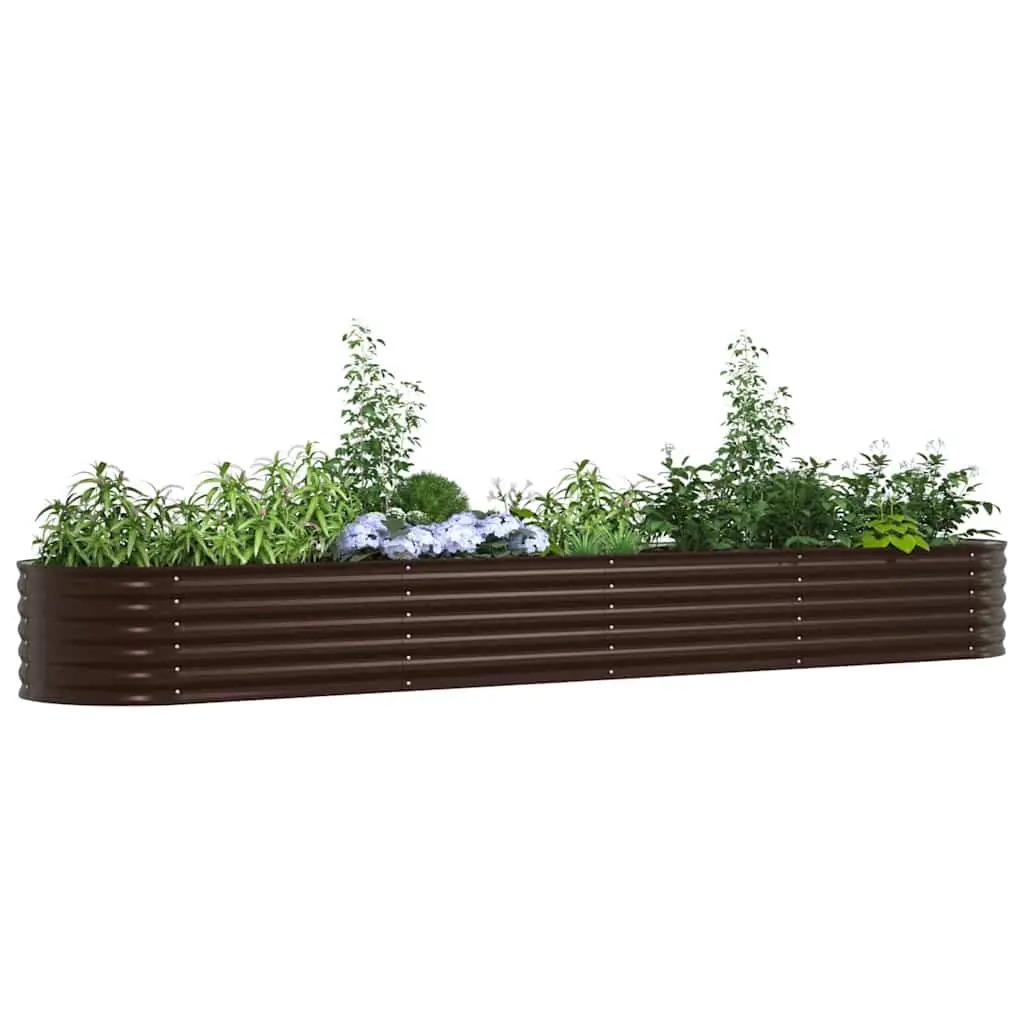 Raised Bed Planter Brown 400x80x44cm Steel Garden Outdoor Herbs Flowers
