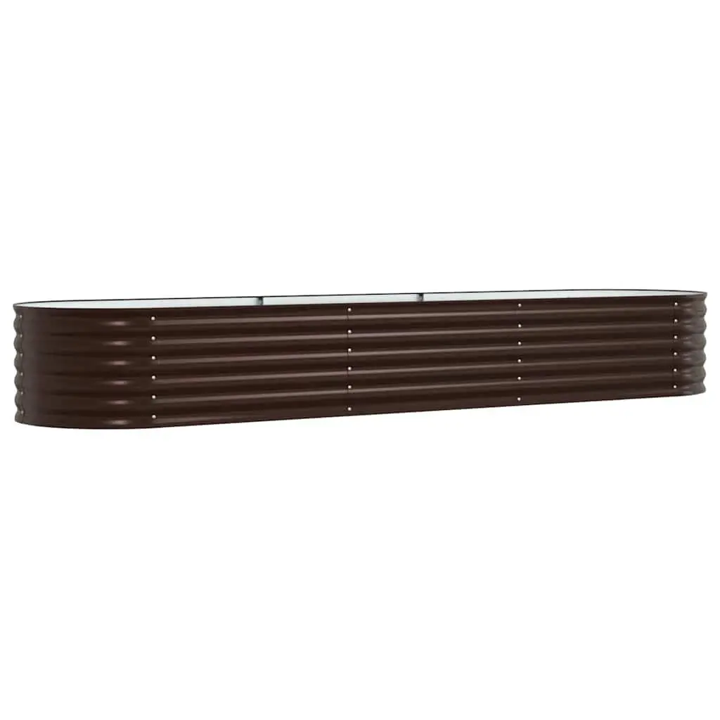 Raised Garden Bed Steel 320x80x44cm Brown Outdoor Planter Box Modern Design