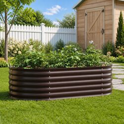 Concise Raised Garden Bed 160x80x44cm Brown Steel