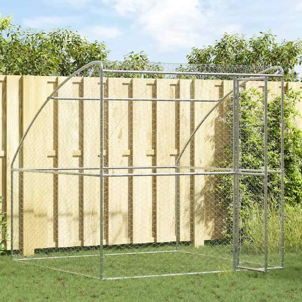 Dog Kennel Silver 2x2x2m Galvanised Steel Outdoor Pet Run Shelter