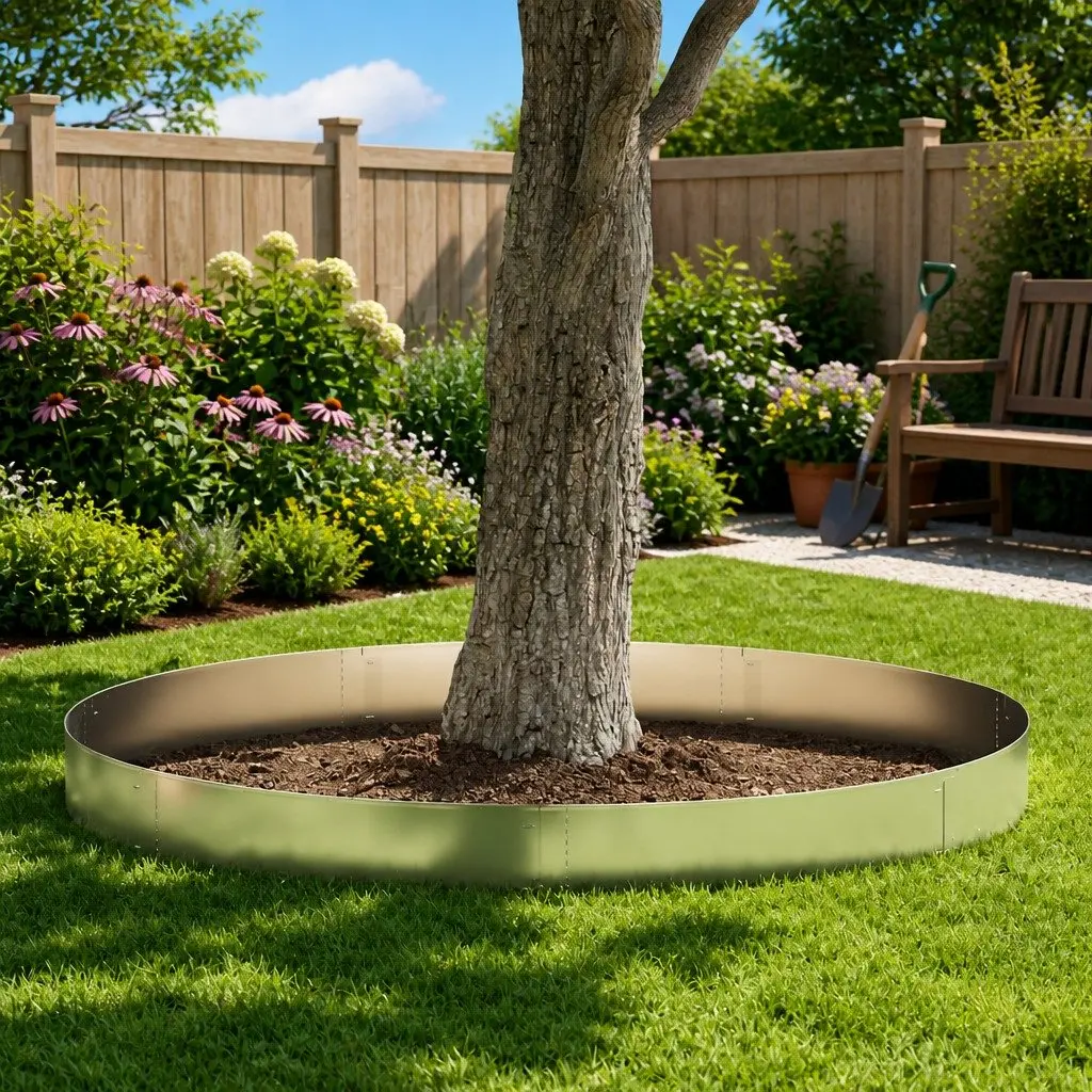 Lawn Edging Silver 100cm Galvanised Steel Outdoor Garden Border 5 Piece Set