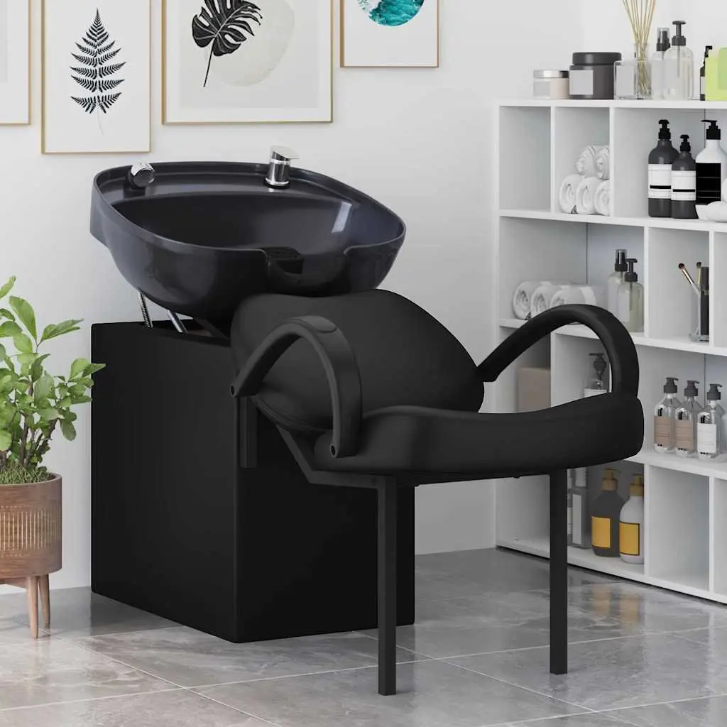 Shampoo Chair Black Height Adjustable Professional Salon Furniture