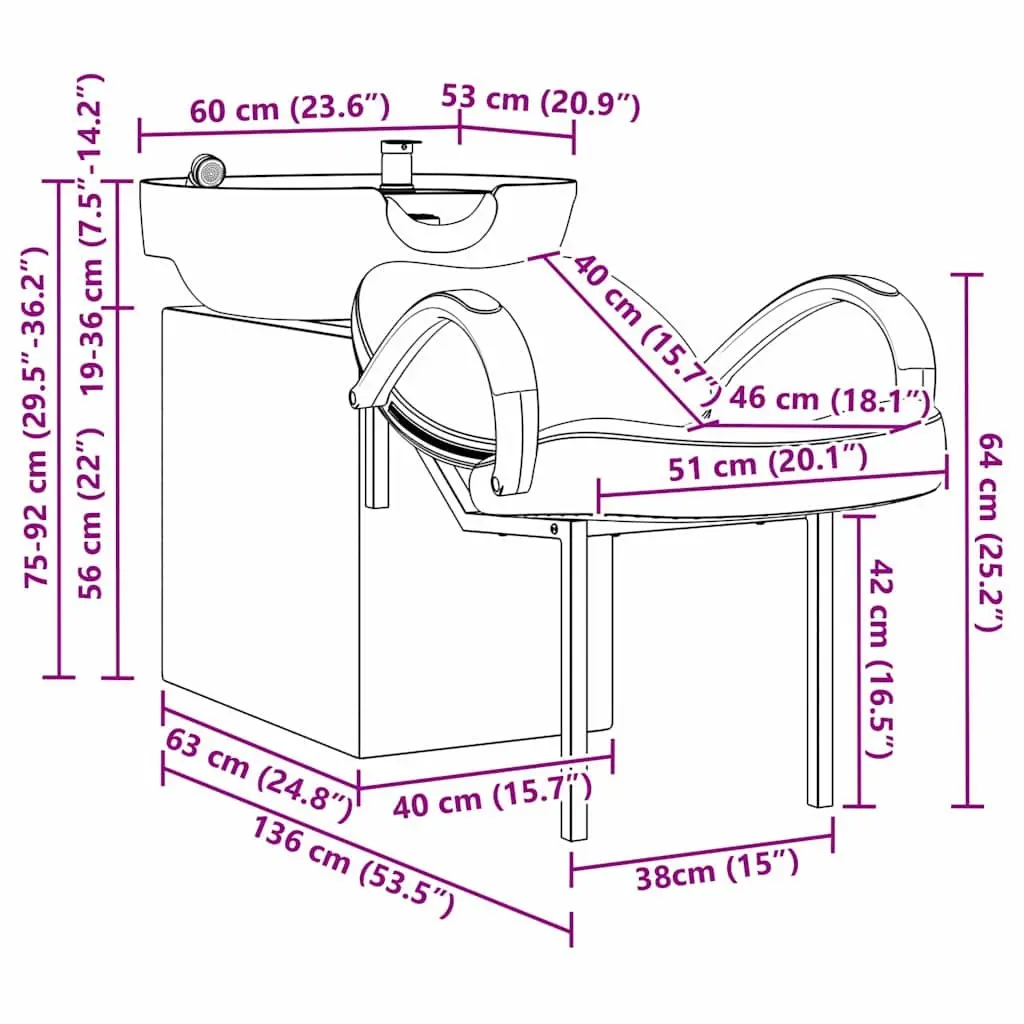 Shampoo Chair Black Height Adjustable Professional Salon Furniture