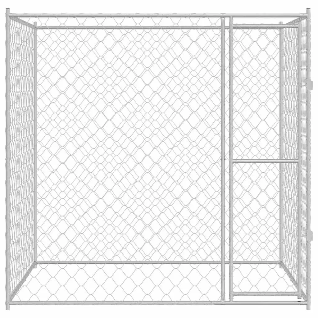 Dog Cage Silver 200x200x200cm Galvanised Steel Outdoor Kennel Large Breed Pet