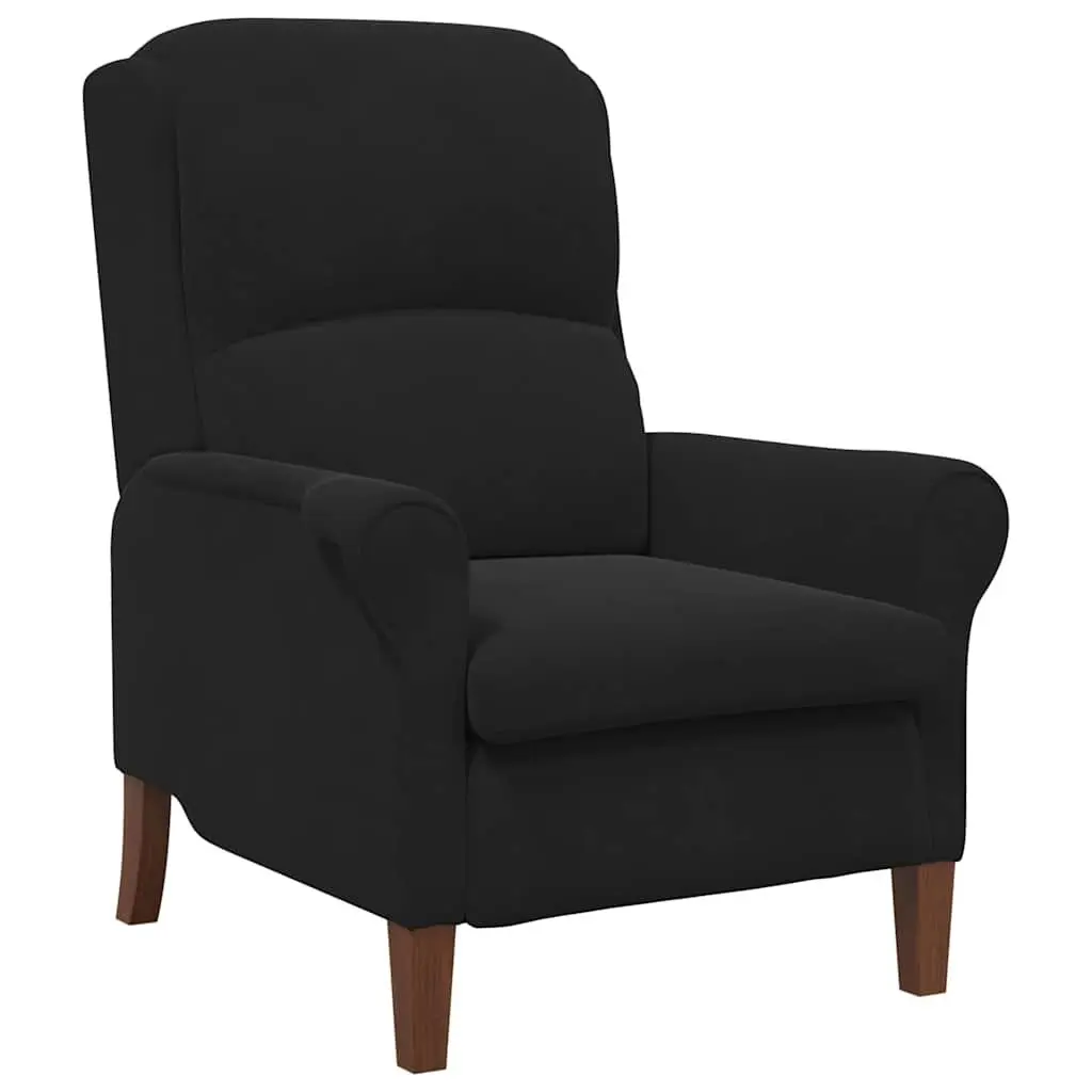 Modern Armchair Black Velvet Upholstered Lounge Chair with Rolled Armrests High