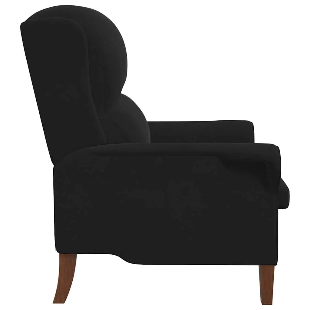 Modern Armchair Black Velvet Upholstered Lounge Chair with Rolled Armrests High