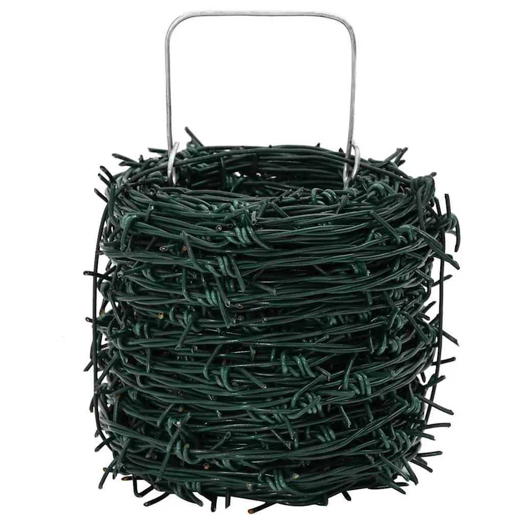 Barbed Wire Coil Green Steel 100m Hot-dip Galvanised Durable Outdoor Fencing Security