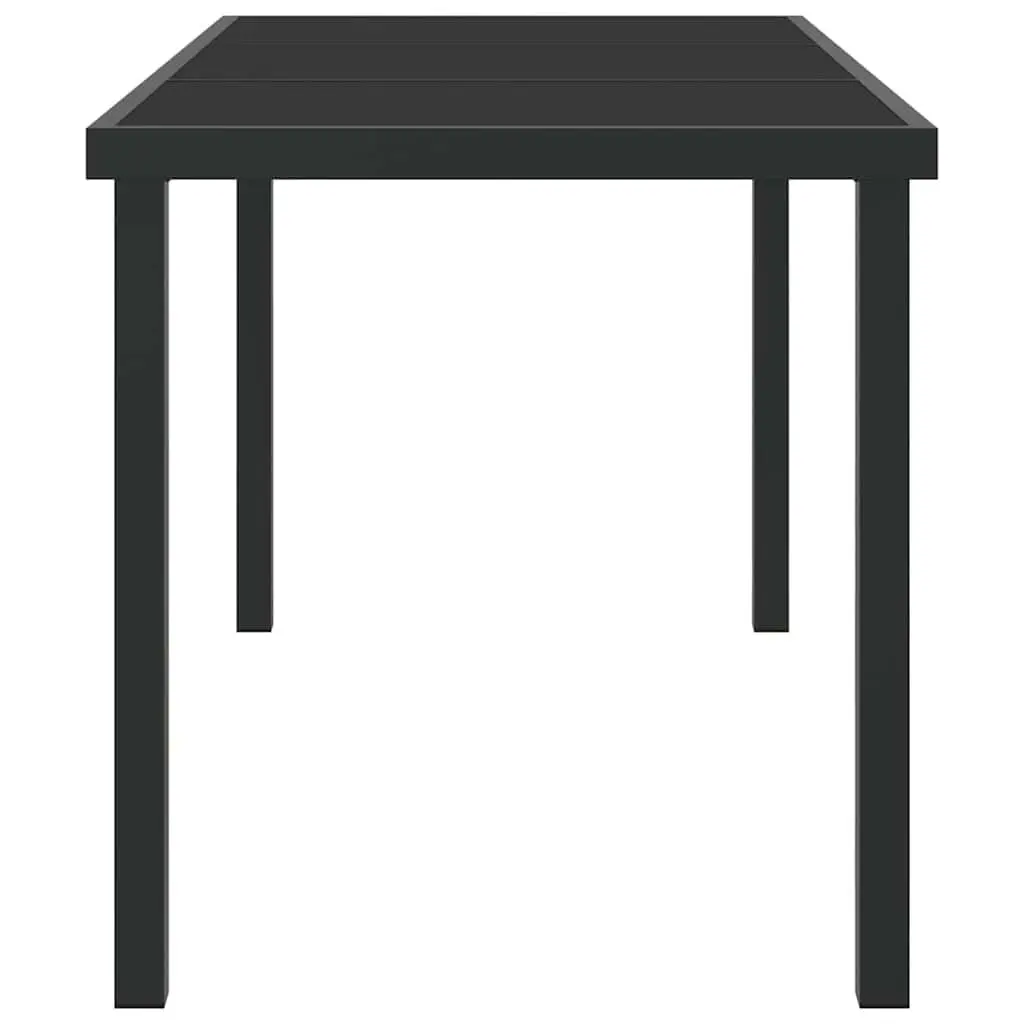Garden Table Black 140 x 70 x 73 cm Metal Frame Tempered Glass Outdoor Patio